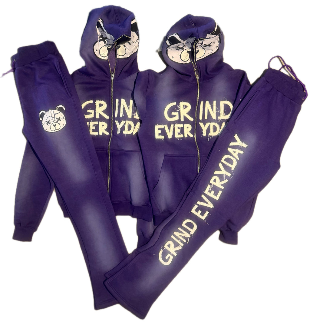 GRIND EVERYDAY -Full Zip-Up Hoodie Set