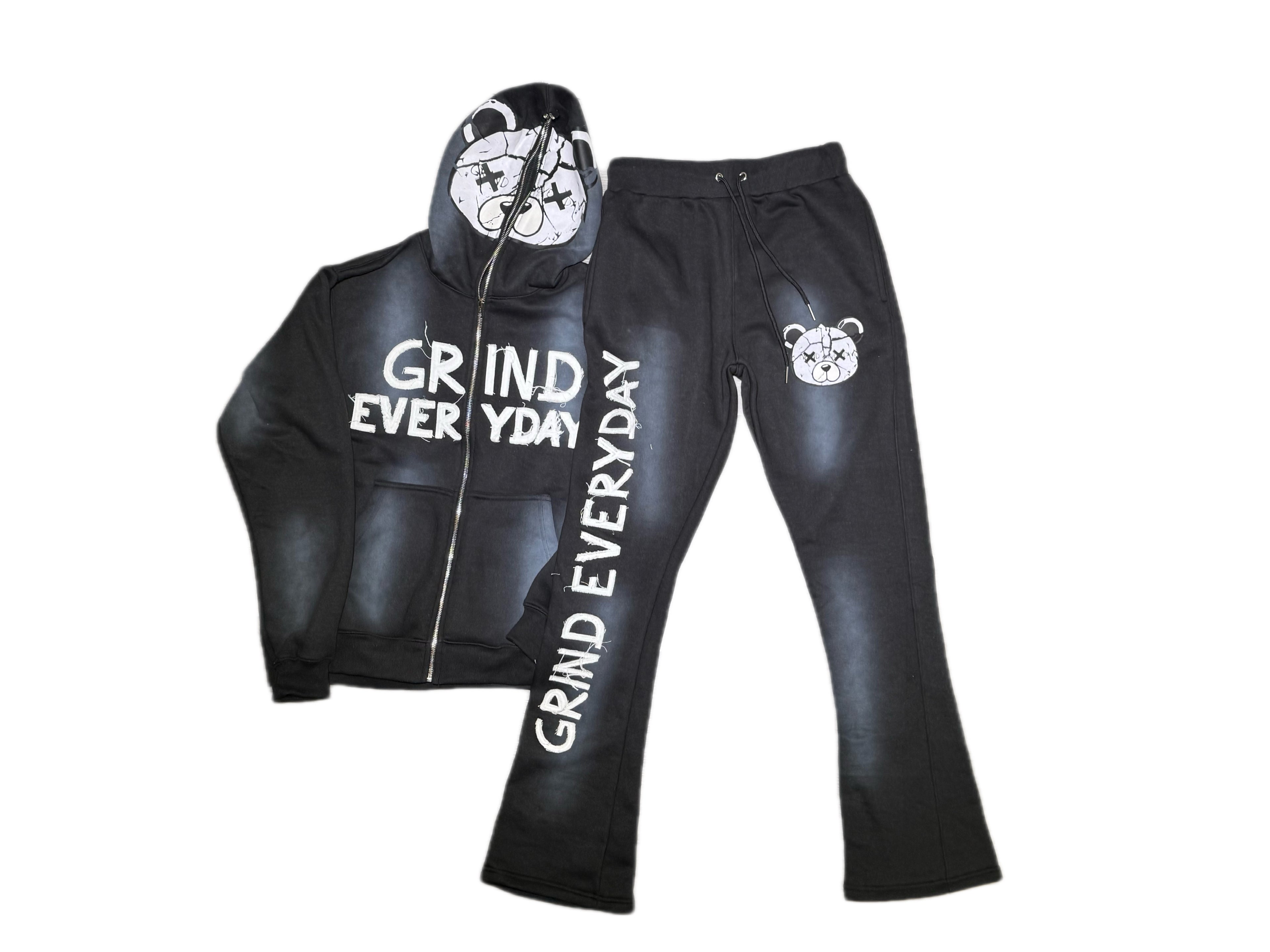 GRIND EVERYDAY -Full Zip-Up Hoodie Set